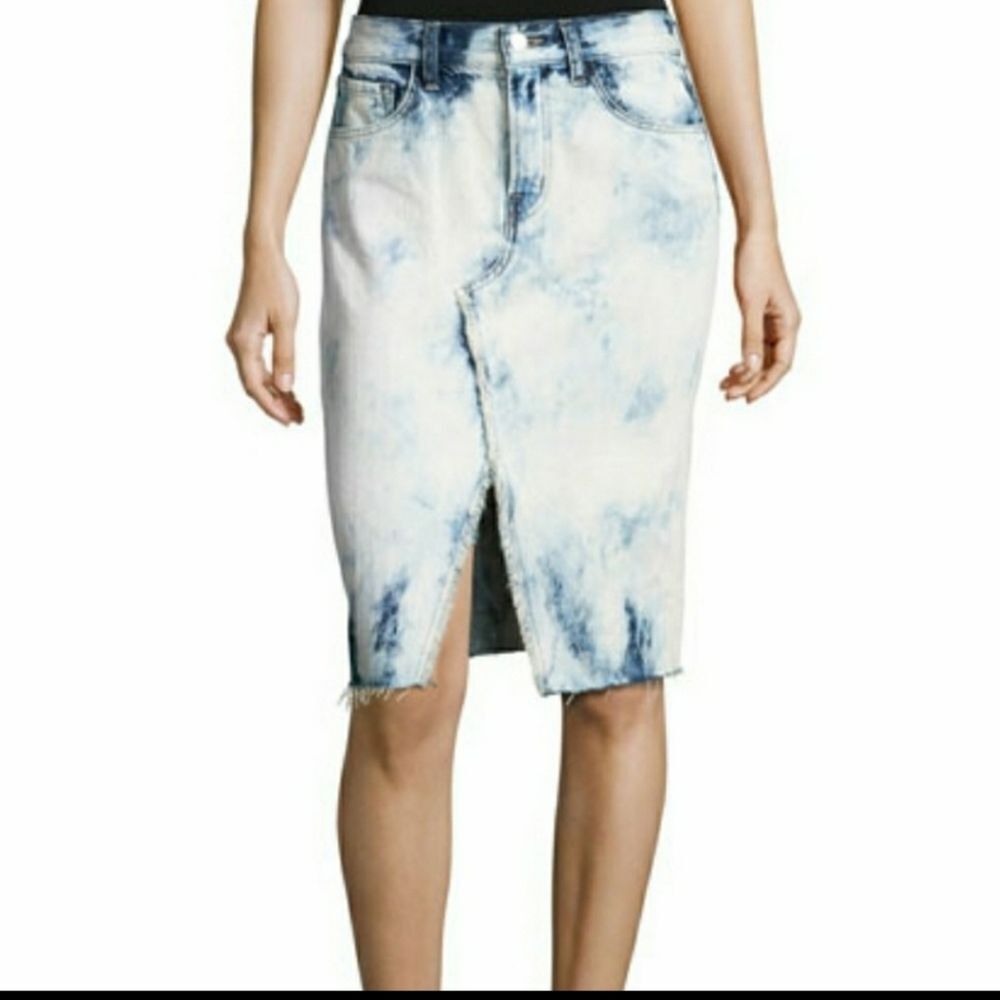 J BRANDTrystan Bleached Denim Midi Skirt with Raw Hem, Elation size 27
